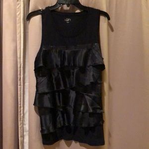 Ann Taylor Loft Satin and Sequin Navy Top